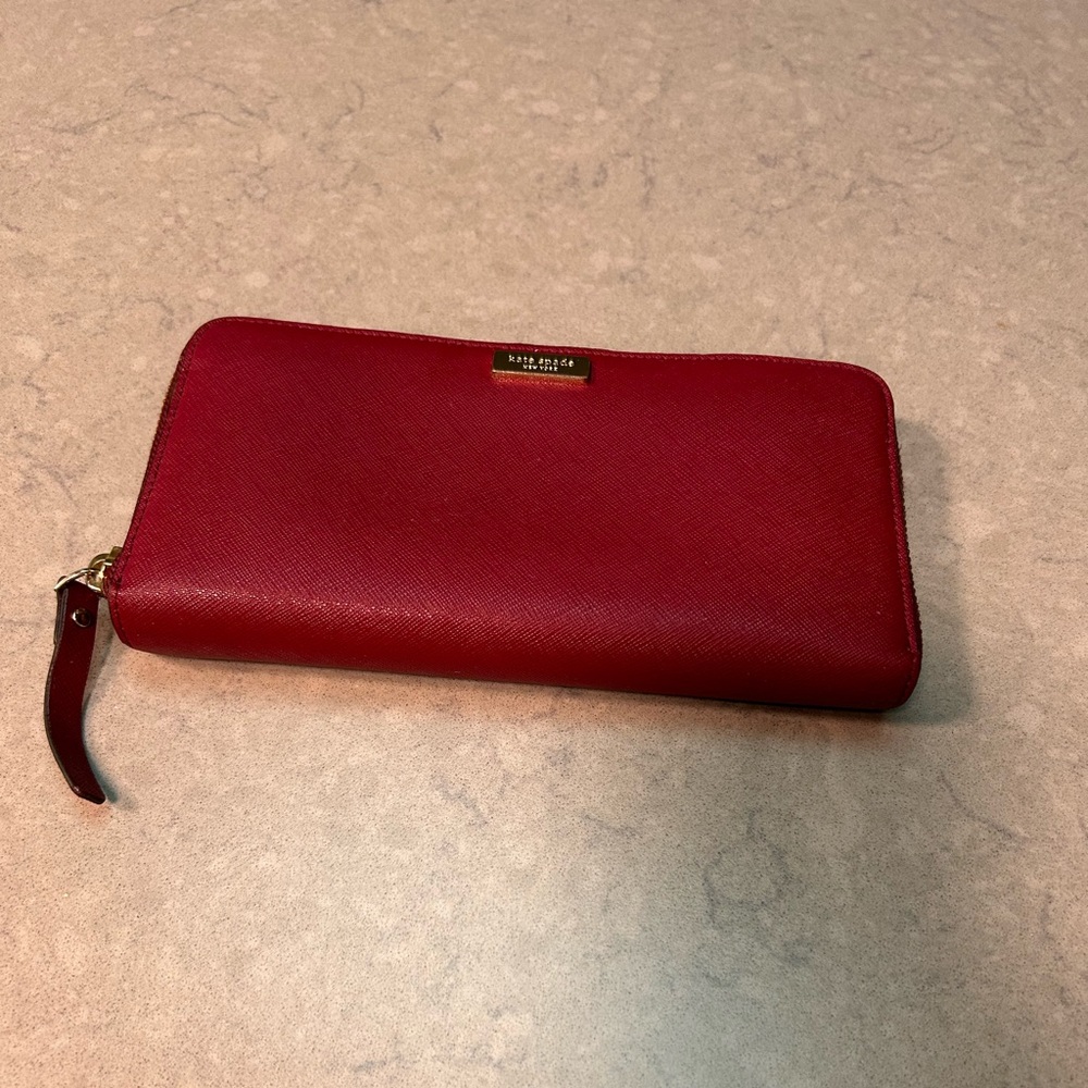 Kate Spade Cameron slim Zip-Around Wallet in burgundy